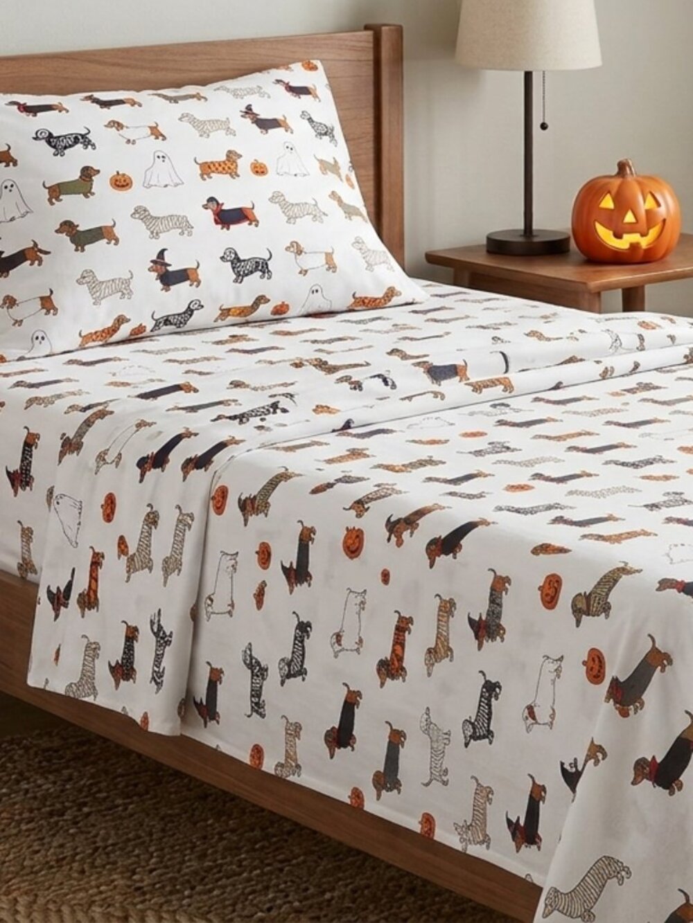 NWT! Cynthia Rowley Sheet Set - Halloween Dogs in Costumes - Twin Size